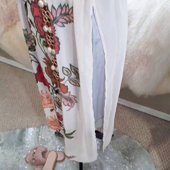 Vince Camuto soft blush pink floral flowy long tunic top, S - Picture 12 of 15